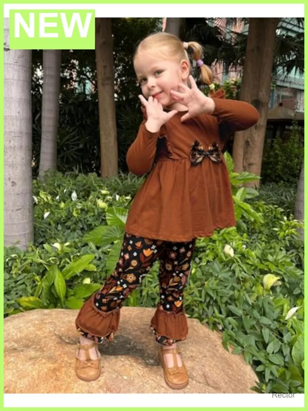 Toddler Girl Ruffle Top Floral Pants Outfit Set 1-6T